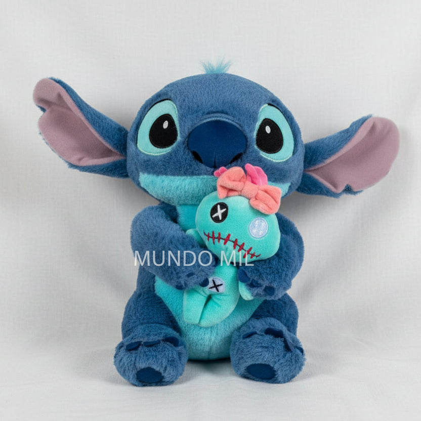 PELUCHE STITCH CON SCRUMP TRAPO 25 CM COLOR AZUL  IMPORTADO 31-22