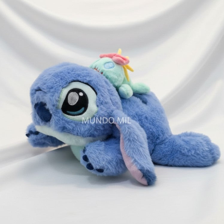 PELUCHE STITCH CON TRAPO SCRUMP ACOSTADO IMPORTADO 34 CM