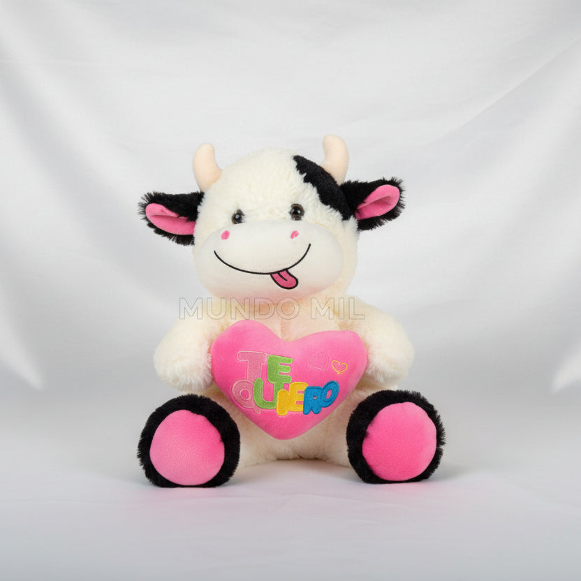 PELUCHE VACA VESTIDO TE AMO 36 CM IMPORTADO