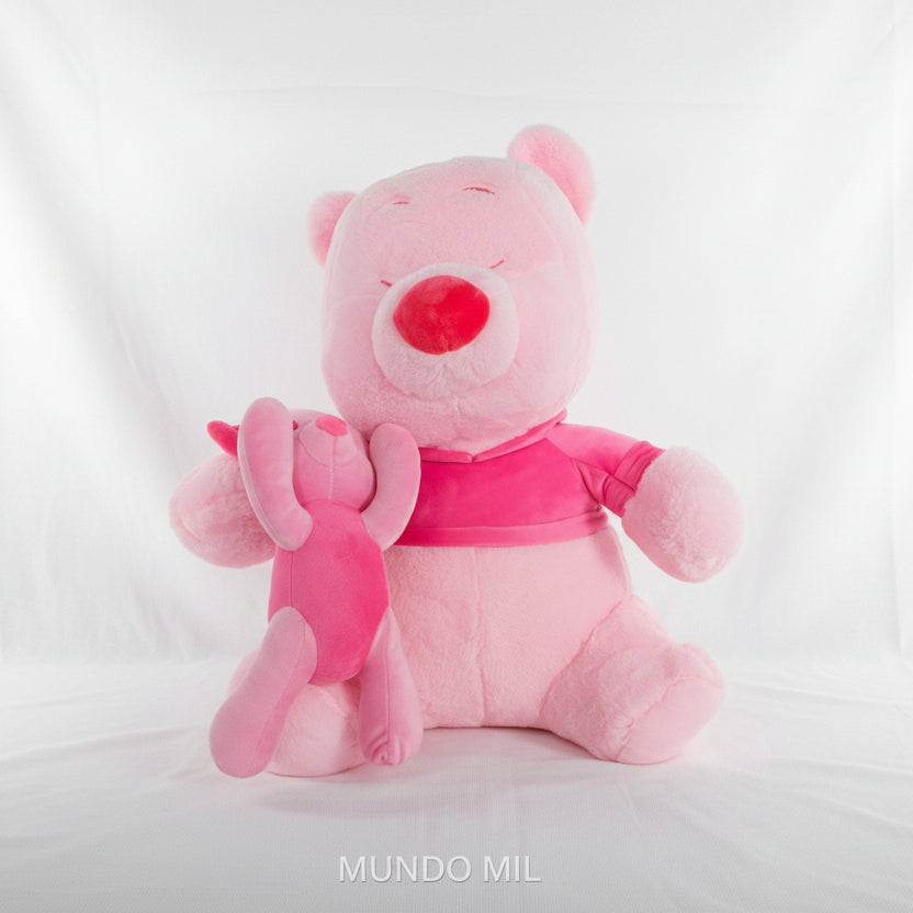 PELUCHE WINNIE POOH CON PIGGLET ROSA 68 CM IMPORTADO