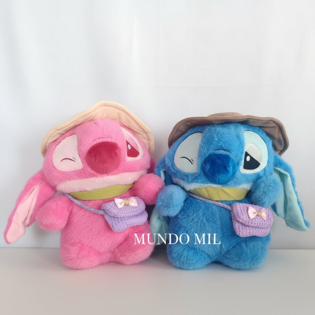PELUCHES STITCH CON SOMBRERO Y CARTERA 25 CM IMPORTADO COLORES