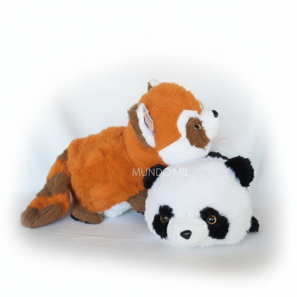 PELUCHE PANDA MAPACHE NARANJA REVERSIBLE 45 CM IMPORTADO K