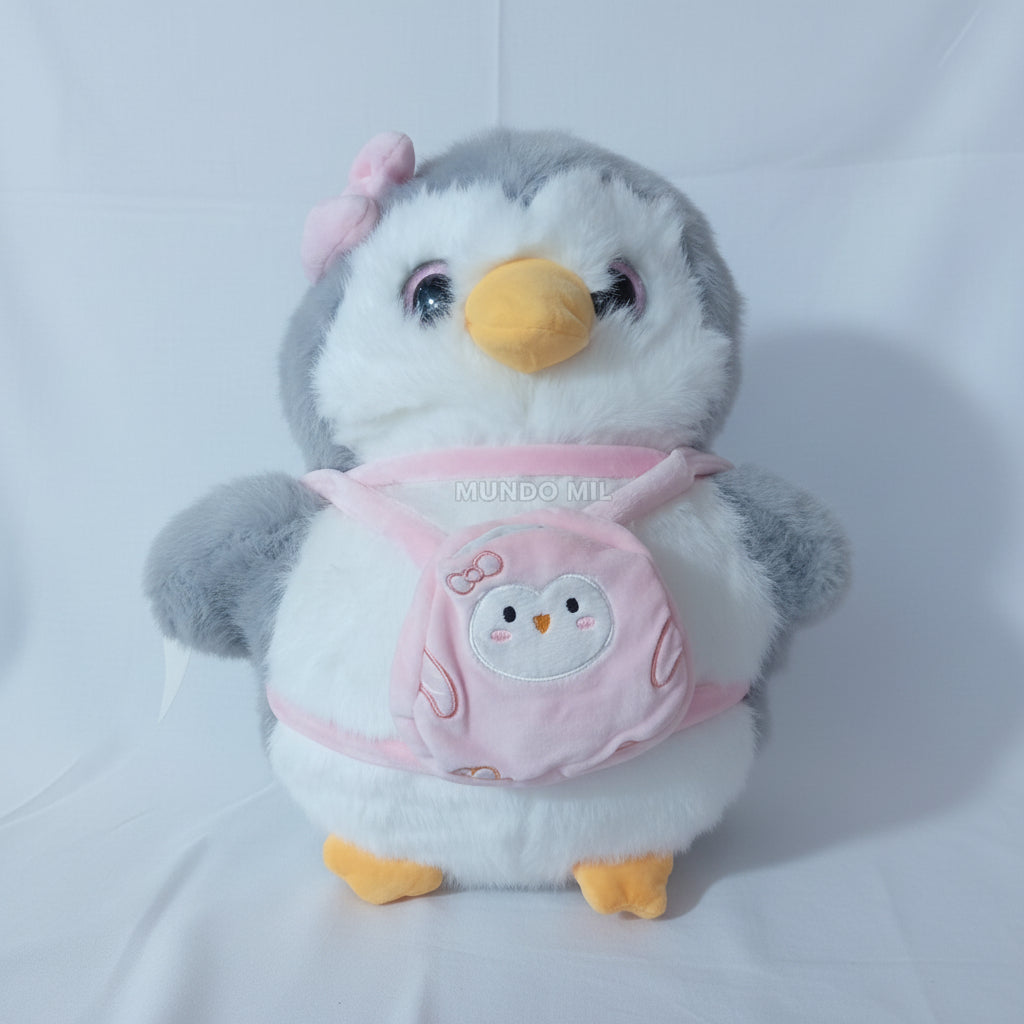 PELUCHE PINGUINO MALETA MOÑO  32 CM IMPORTADO 7-32