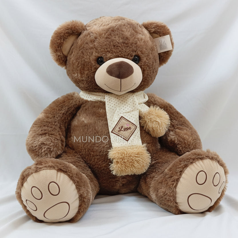 PELUCHE OSO CON BUFANDA BRILLO COLOR  CAFE 85 CM IMPORTADO 14-60