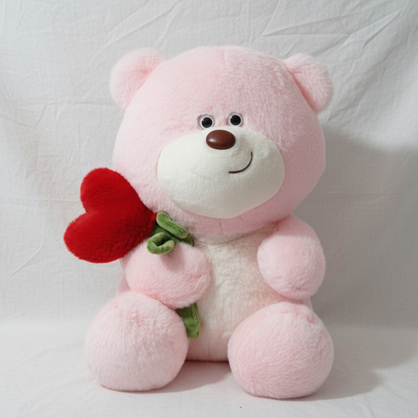 PELUCHE OSO CON RAMO CORAZON 62 CM COLOR ROSA IMPORTADO 1-60