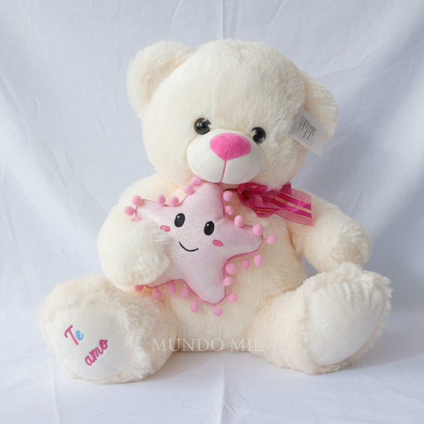 PELUCHE OSO CON ESTRELLA FELIZ 45 CM IMPORTADO 1-40