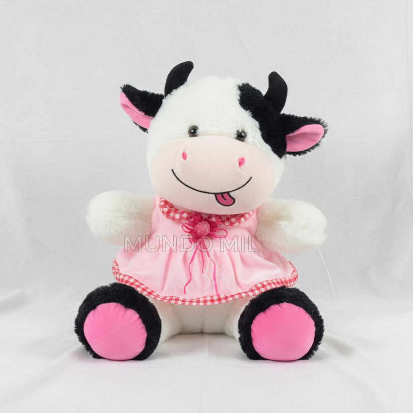 PELUCHE VACA VESTIDO ROSA 45 CM IMPORTADO 3-40