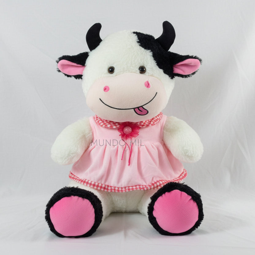 PELUCHE PELUCHE VACA CON VESTIDO ROSA 60 CM IMPORTADO 3-50