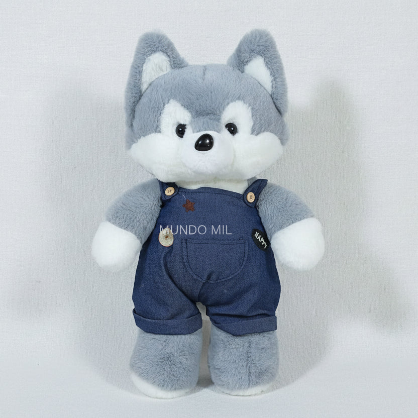PELUCHE LOBO CON OVEROL 74 CM IMPORTADO 9-50 LOBO QUE CORRE