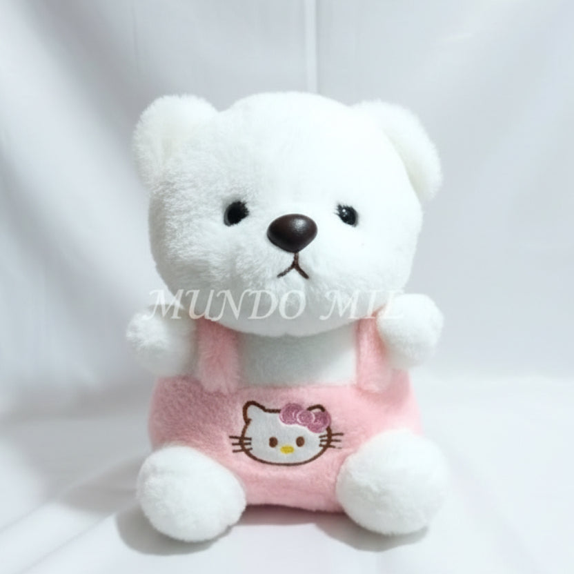 PELUCHE OSO CON OVEROL ROSA 22 CM IMPORTADO