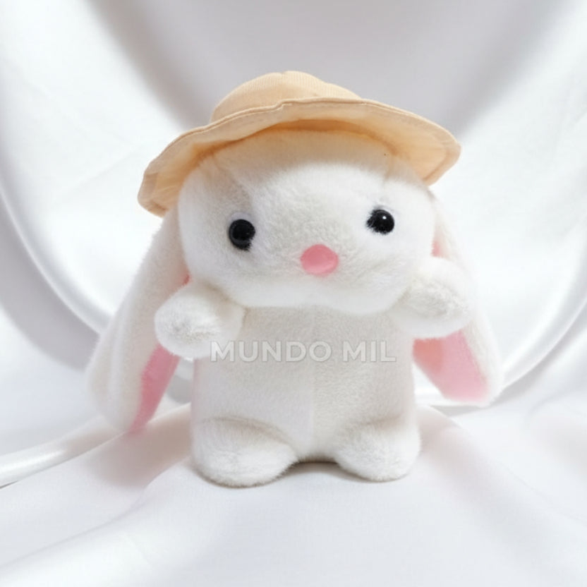 PELUCHE CONEJO CON SOMBRERO COLOR GRIS 20 CM IMPORTADO
