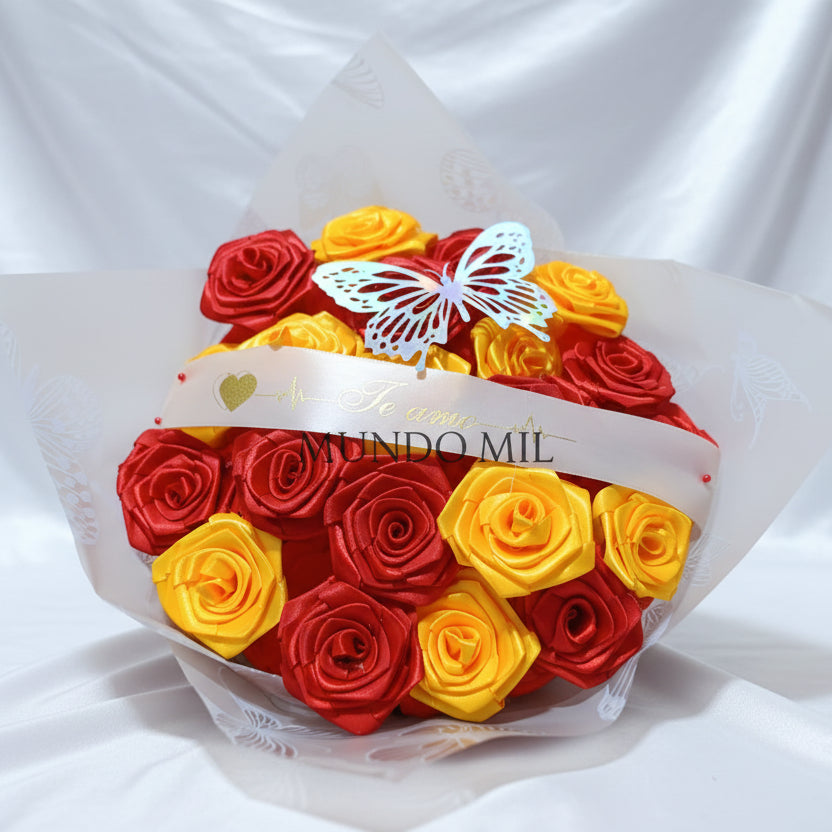 RAMO DE ROSAS  TE AMO ROJO Y AMARILLO 21