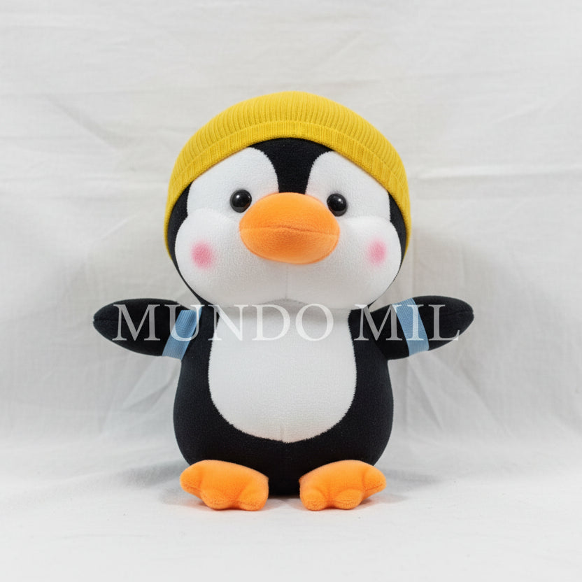 PELUCHE PINGUINO CON MALETA Y GORRO 20 CM