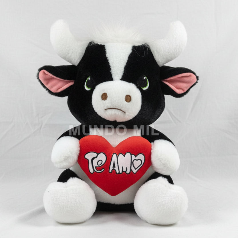 PELUCHE TORITO CON CORAZON TE AMO 50 CM COLOR OSCURO