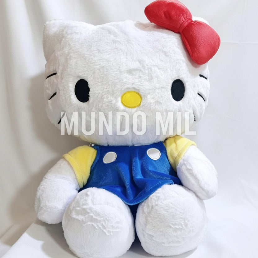 PELUCHE HELLO KITTY AZUL Y MOÑO 50 CM ORIGINAL