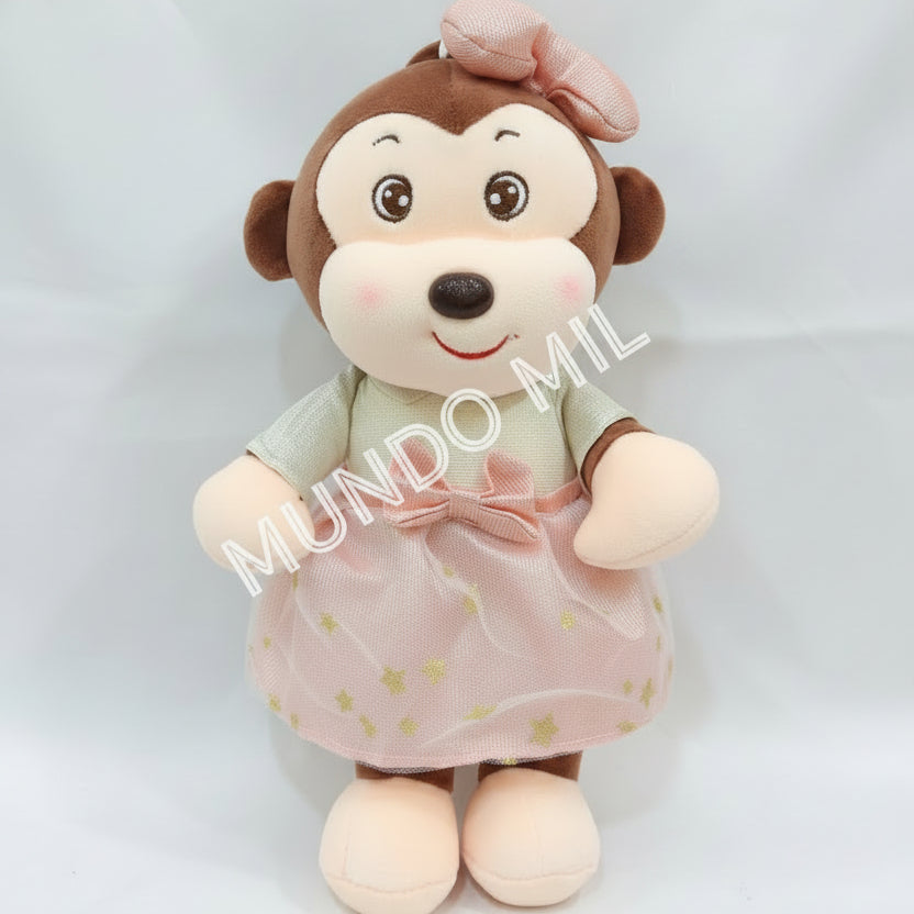 PELUCHE MONO CON VESTIDO 30 CM IMPORTADO