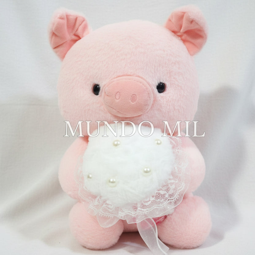 PELUCHE CERDITO CON RAMO COLORES 35 CM IMPORTADO