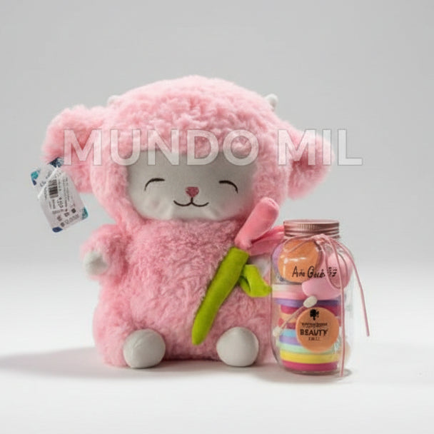 COMBO CUTE: CORDERITO Y SET DE ESPONJAS $17.75