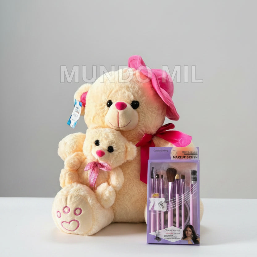 COMBO CUTE: OSITO  Y SET DE BROCHAS $16