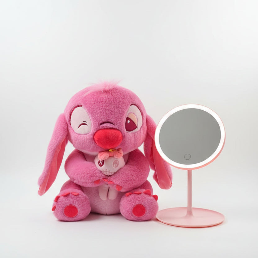 COMBO ROSA : STITCH ANGELA Y ESPEJO CON LUCES