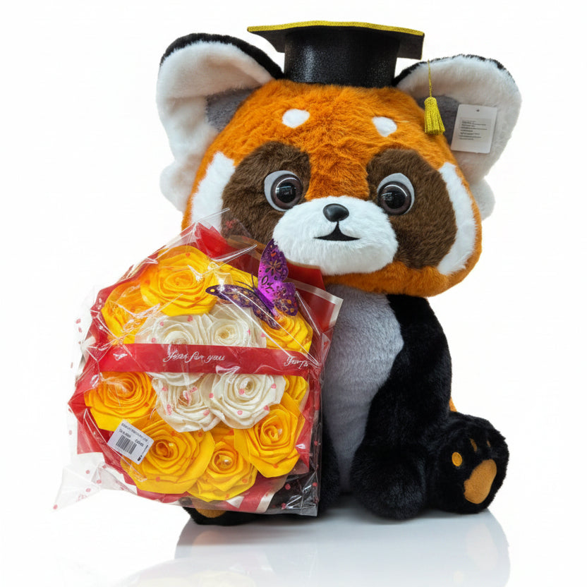 COMBO GRADUATEX: PANDA ROJO Y RAMO $33.5