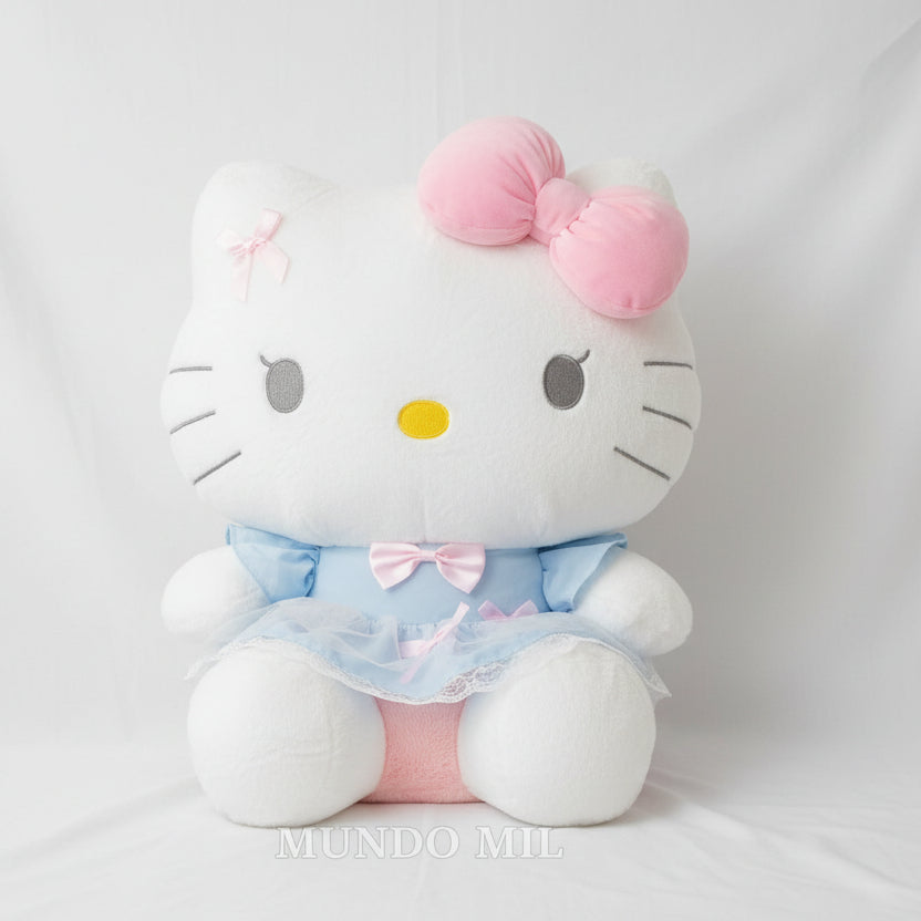 PELUCHE HELLO KITTY 58 CM VESTIDO CELESTE MOÑO 110-60