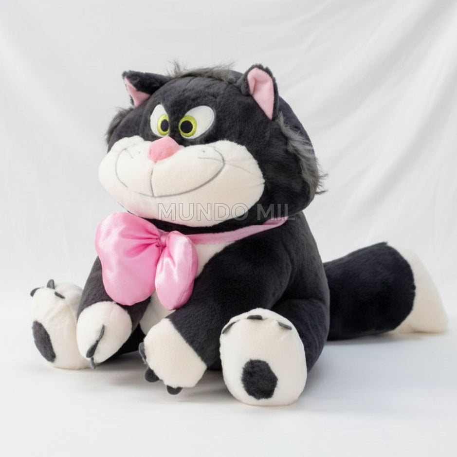 PELUCHE GATO LUCIFER CON LAZO ROSADO 72 CM IMPORTADO