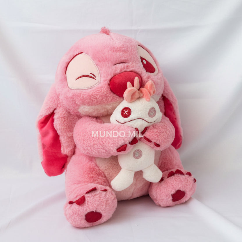 PELUCHE STITCH CON SCRUMP TRAPO 25 CM COLOL ROSA  IMPORTADO 31-22